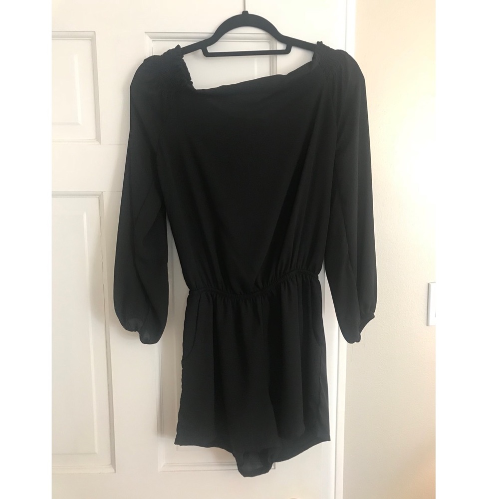 Black off shoulder romper